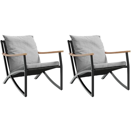 Maison Chic Vrtni stoli - Stol za vrt z blazinami 2 kosa črno jeklo JS2129, (21876965) Slike