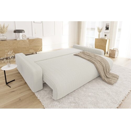 Ropez Krem sklopiva/s prostorom za odlaganje sofa od samta 234 cm Sara &amp;ndash; Slike