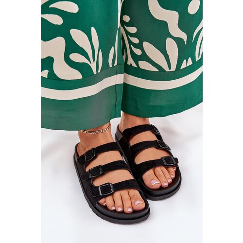 Boto Womens Slippers With Straps And Buckles Black Uliri Cene