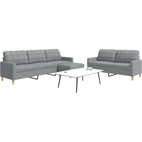  3-dijelni set sofa s tabureom svjetlosivi od tkanine Cene
