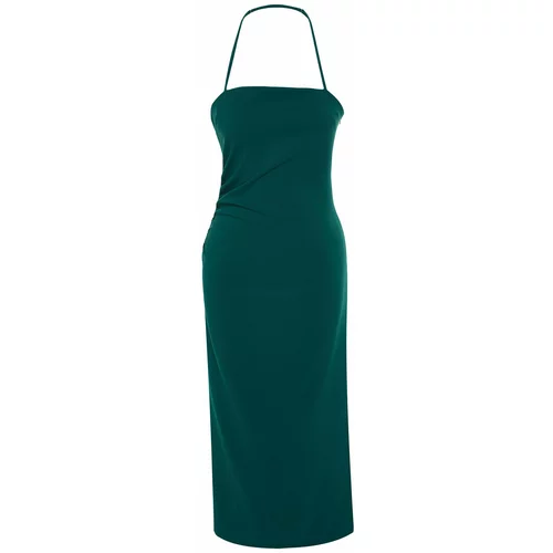Trendyol Green Fitted Halter Neck Woven Maxi Dress