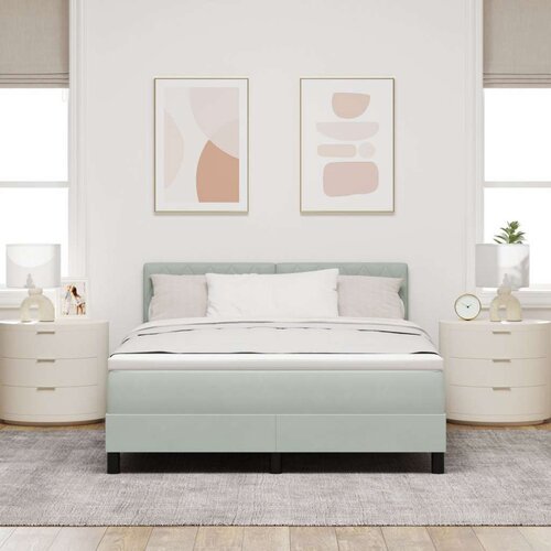 vidaXL Box Spring postelja z vzmetnico svetlo siva 160x200 cm žamet Cene