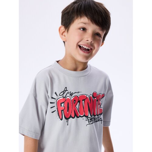 Reserved Pamučna majica kratkih rukava Fortnite - svijetlo siva Cijene
