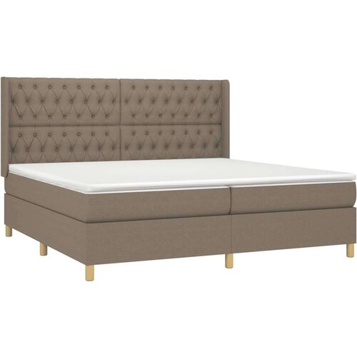  Krevet s oprugama i madracem smeđesivi 200x200 cm od tkanine Slike