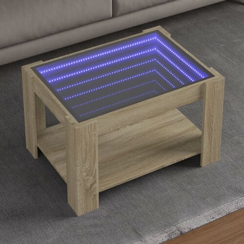 vidaXL Stolić za kavu LED boja hrasta 73x53x45 cm konstruirano drvo Cijene