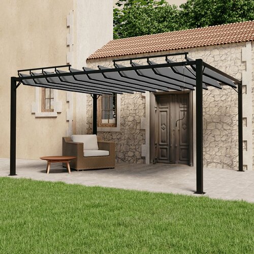 VidaXL Paviljon z re&amp;scaron;etkasto streho 3x4 m antracitno blago in aluminij Slike