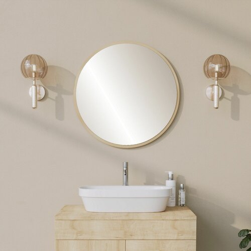 HANAH HOME yuvarlak mirror - beige beige decorative mirror Slike