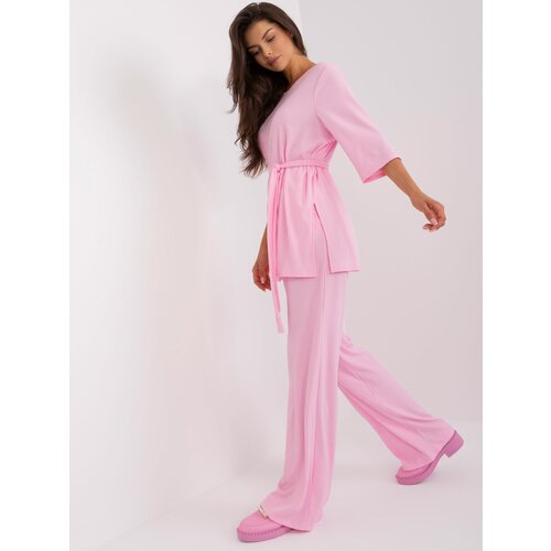 Fashion Hunters Light pink women's casual trouser set Slike