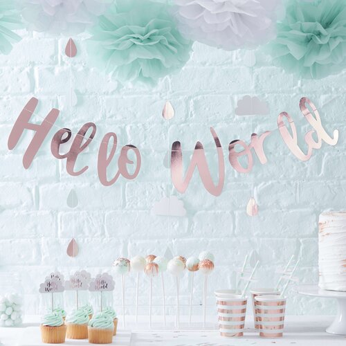 Ginger Ray&amp;reg; viseč napis hello world rose gold Slike