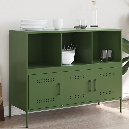 vidaXL Komoda olivno zelena 100,5x39x79 cm hladno valjano jeklo Cene