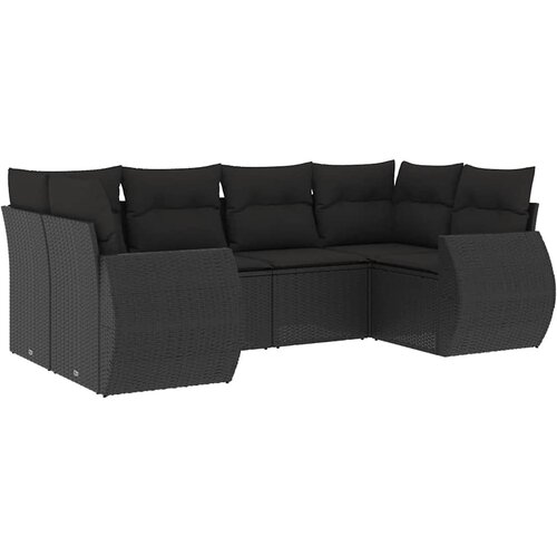  6-dijelni set vrtnih sofa s jastucima crni od poliratana Crna 71 x 62 x 69 cm Slike