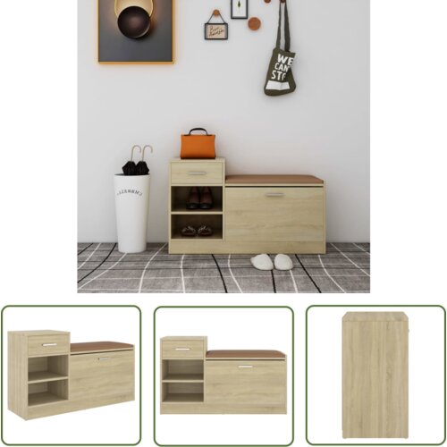 The Living Store Klop za čevlje sonoma hrast 94,5x31x57 cm inženirski les - Klop Za Čevlje, (21744476) Cene