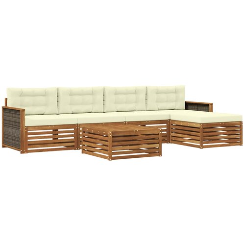 vidaXL Zunanja garnitura za sedenje z blazino 6 pcs Naravna in smetana, (5000270756) Cene