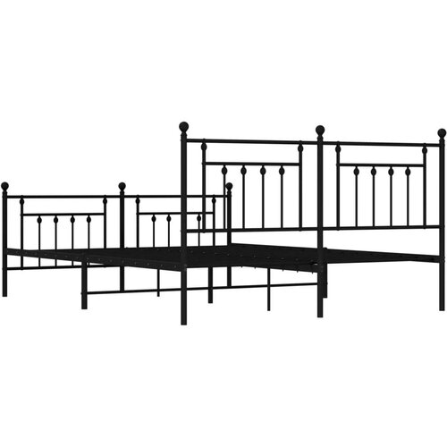 VidaXL metalni okvir kreveta uzglavlje i podnožje crni 180x200 cm Slike