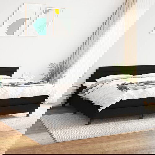 vidaXL Box spring postelja z vzmetnico črna 160x200 cm blago Cene