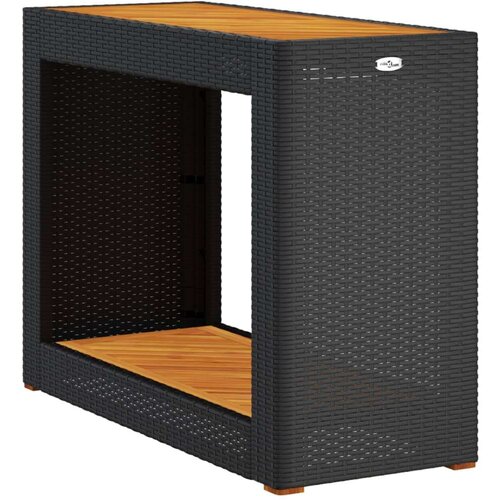 VidaXL vrtni bočni stolić s drvenom pločom crni 100x40x75 cm poliratan Slike
