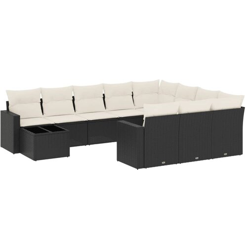  11-dijelni set vrtnih sofa od poliratana s jastucima crni Crna 66 x 62 x 69 cm Slike