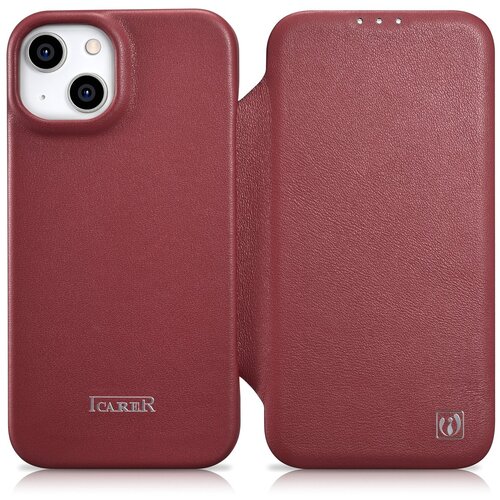 ICARER Usnjen ovitek za iPhone 14 Plus z magnetnim zavihkom MagSafe CE Premium Leather bordo, (21522021) Cene