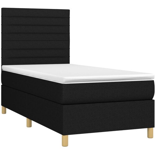 Krevet s oprugama i madracem crni 100 x 200 cm od tkanine Slike