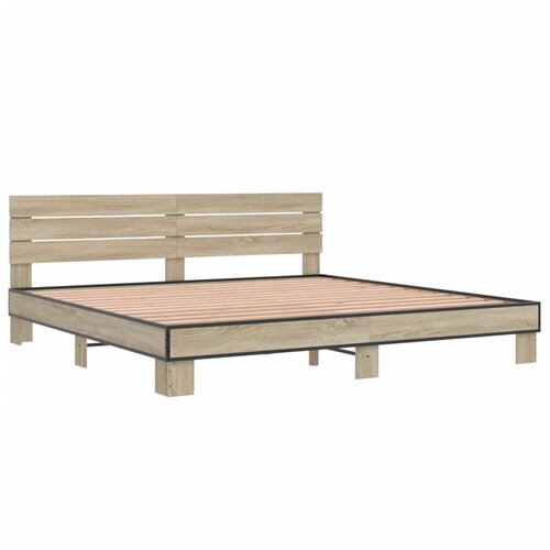 VidaXL Okvir za krevet boja hrasta 200x200cm konstruirano drvo i metal Slike