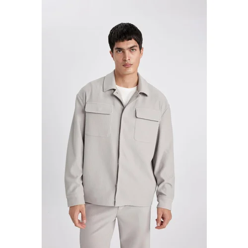 Defacto Relax Fit Shirt Collar Pleated Jacket Coat