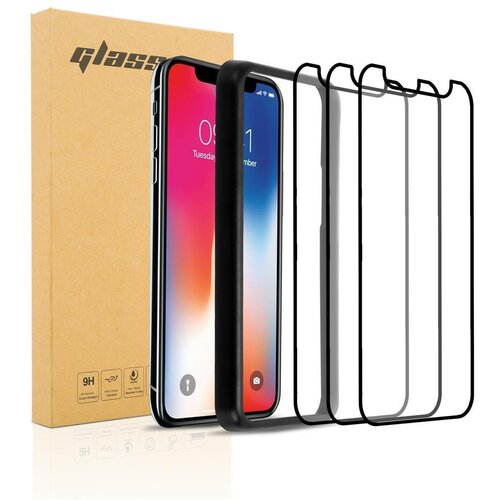 Cadorabo 3x Celotna zaščitna folija za zaslon, združljiva z Apple iPhone XR v transparentna s črno - 3-pack Kaljeno steklo za zaščito zaslona s pripomočkom za namestitev, (20562968) Cene