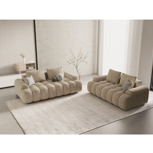 Cosmopolitan Design Bež žametna sedežna garnitura 175 cm Linz &amp;ndash; Slike