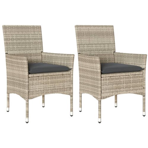 Maison Chic Vrtni stoli - Stol za vrt z blazinami 2 kosa svetlo siv poli ratan JS2172, (21877027) Slike