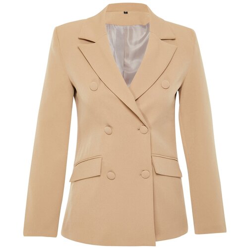 Trendyol Light Brown Regular Lined Double-Breasted Woven Blazer Jacket Slike