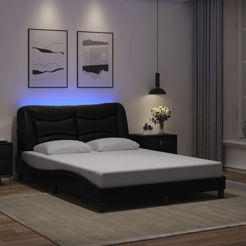 Furnova Posteljni okvir z LED lučkami črn 140x200 cm umetno usnje, (21935671) Slike