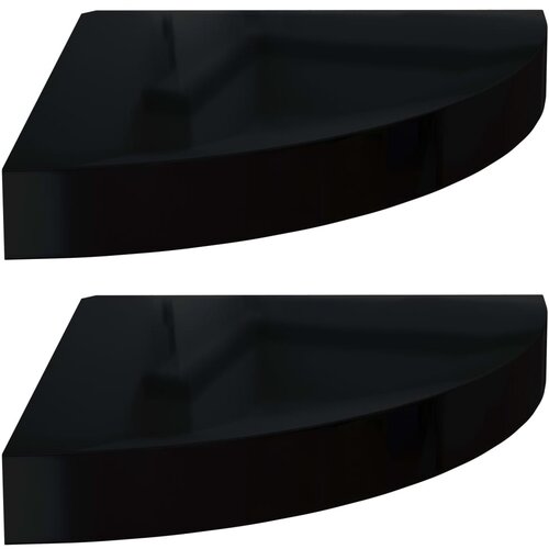 vidaXL Kotne police 2 kosa visok sijaj črne 25x25x3,8 cm MDF, (20621307) Cene