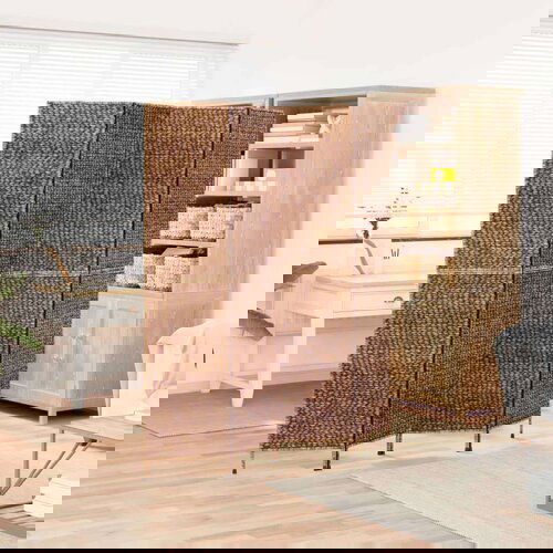 Sobna pregrada s 4 panela smeđa 163 x 180 cm od vodenog zumbula Slike