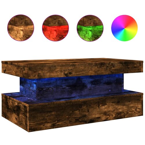  Stolić za kavu s LED svjetlima boja hrasta 90 x 50 x 40 cm Slike
