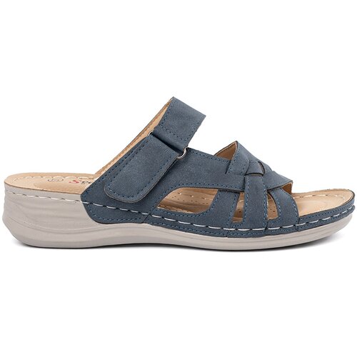 SEASTAR Blue women's flip-flops with a decorative flower Cene