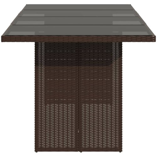 Vrtni stol sa staklenom pločom smeđi 190x80x75 cm od poliratana Slike