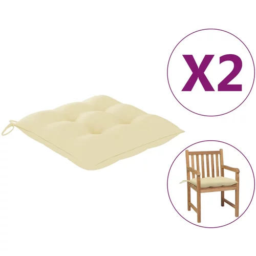 vidaXL Jastuci za stolice 2 kom krem bijeli 50 x 50 x 7 cm od tkanine