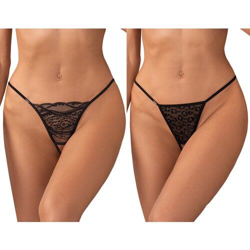Obsessive Bianca 2-pack Crotchless Thong Black XXL/XXXL Slike