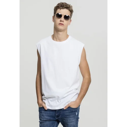 UC Men White sleeveless T-shirt with open brim