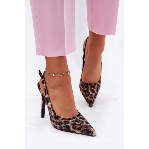 Boto Embellished High Heels Leopard Beige-Black Kemonia Slike