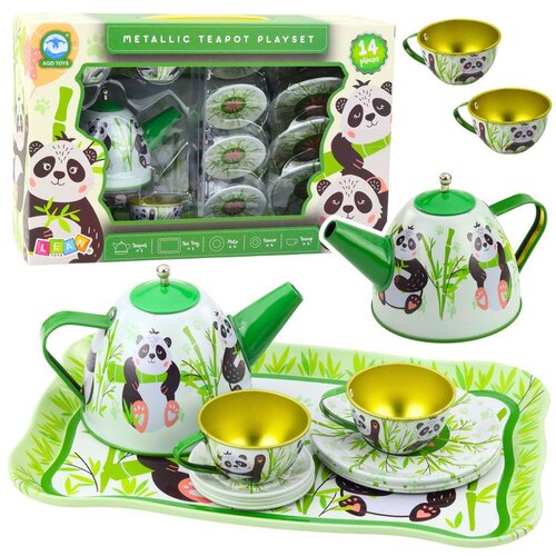  Set za čaj, metalni vrč, &scaron;alica, tanjuri, boja panda zelene, 14 kom. Cijene