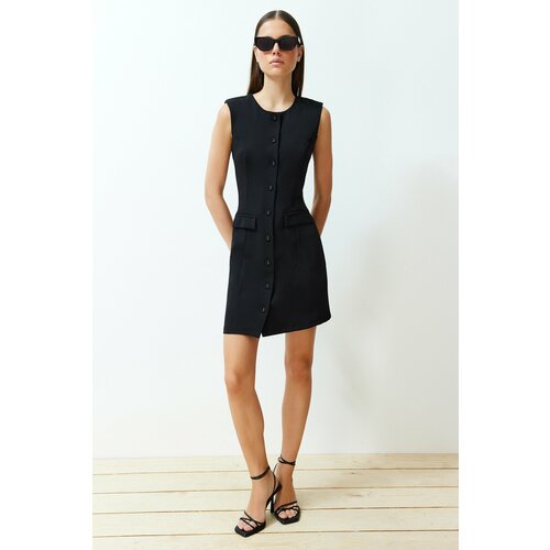 Trendyol Black Mini Woven Pocket Detailed Dress Slike