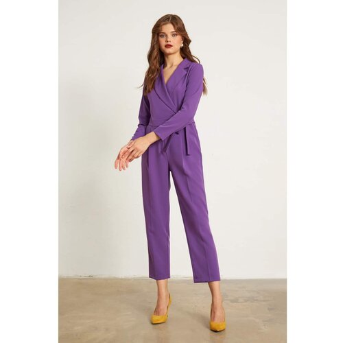 Gusto Jacket Collar Jumpsuit - Purple Cene
