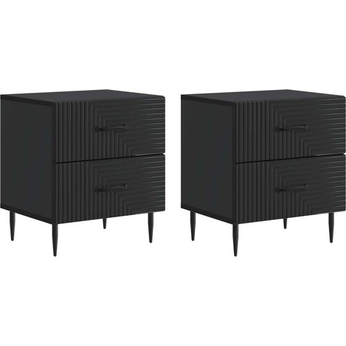  Noćni ormar 2 pcs Crna 43 x 34 5 x 47 5 cm Konstruirano drvo - Crna 2 Cene