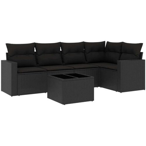 VidaXL 6-dijelni set vrtnih sofa s jastucima crni od poliratana Slike