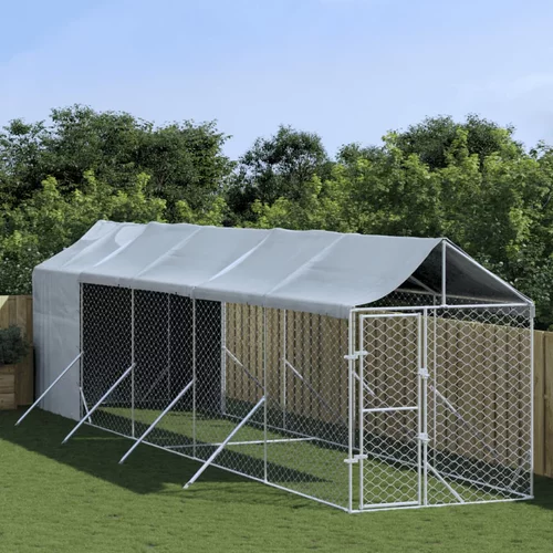  vanjski kavez za pse s krovom srebrni 2x10x2,5m pocinčani čelik