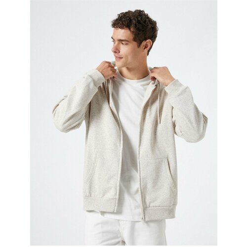 Koton Zippered Sweatshirt, Hoodie, Pocket Detail with Printed Labels. Slike