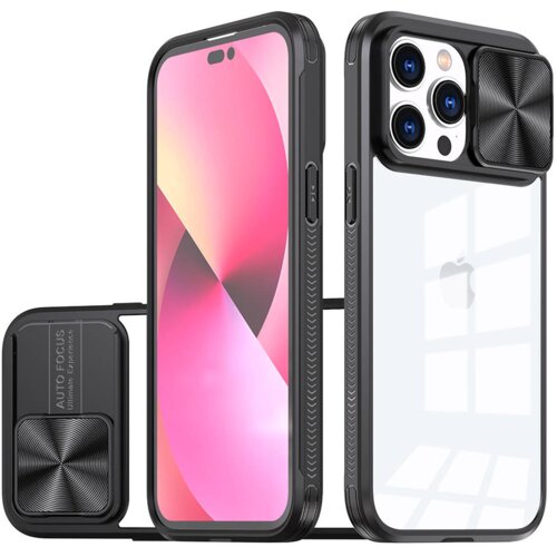 Onasi Lens Cover silikonski ovitek za&amp;scaron;čita za iPhone 15 Pro - prozorno črn Slike