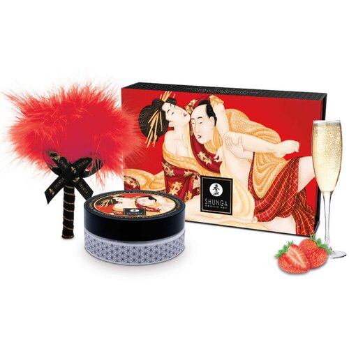 Shunga Edible Massage Powder Kit Strawberry Cene