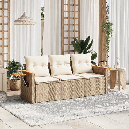 vidaXL 3-dijelni set vrtnih sofa od poliratana s jastucima bež Cene