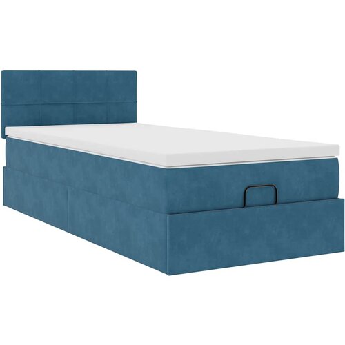 vidaXL Otomanski posteljni okvir z vzmetnico moder 90x190 cm žamet, (21607045) Cene